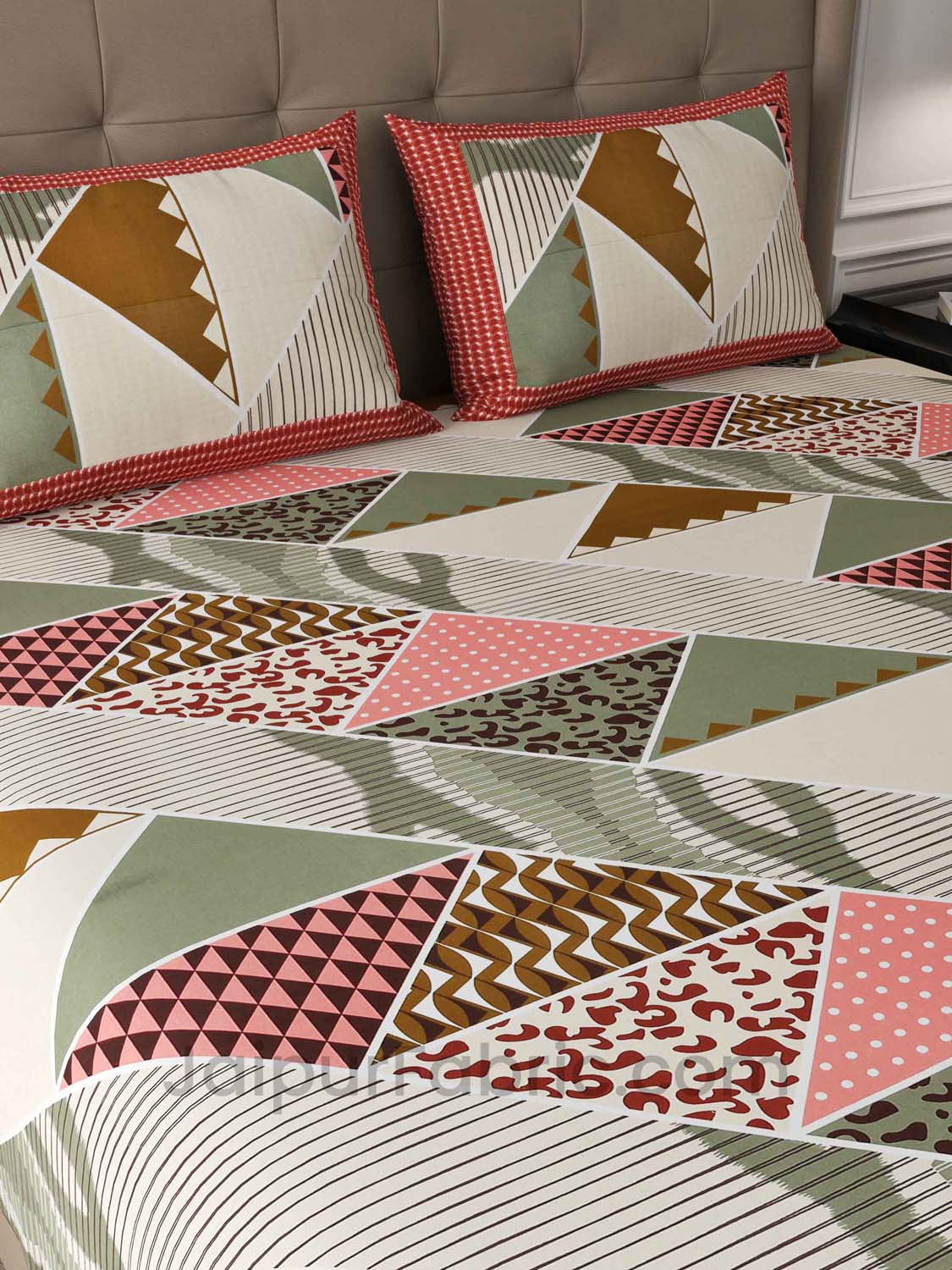 modern trend green pastel cotton king size double bedsheet