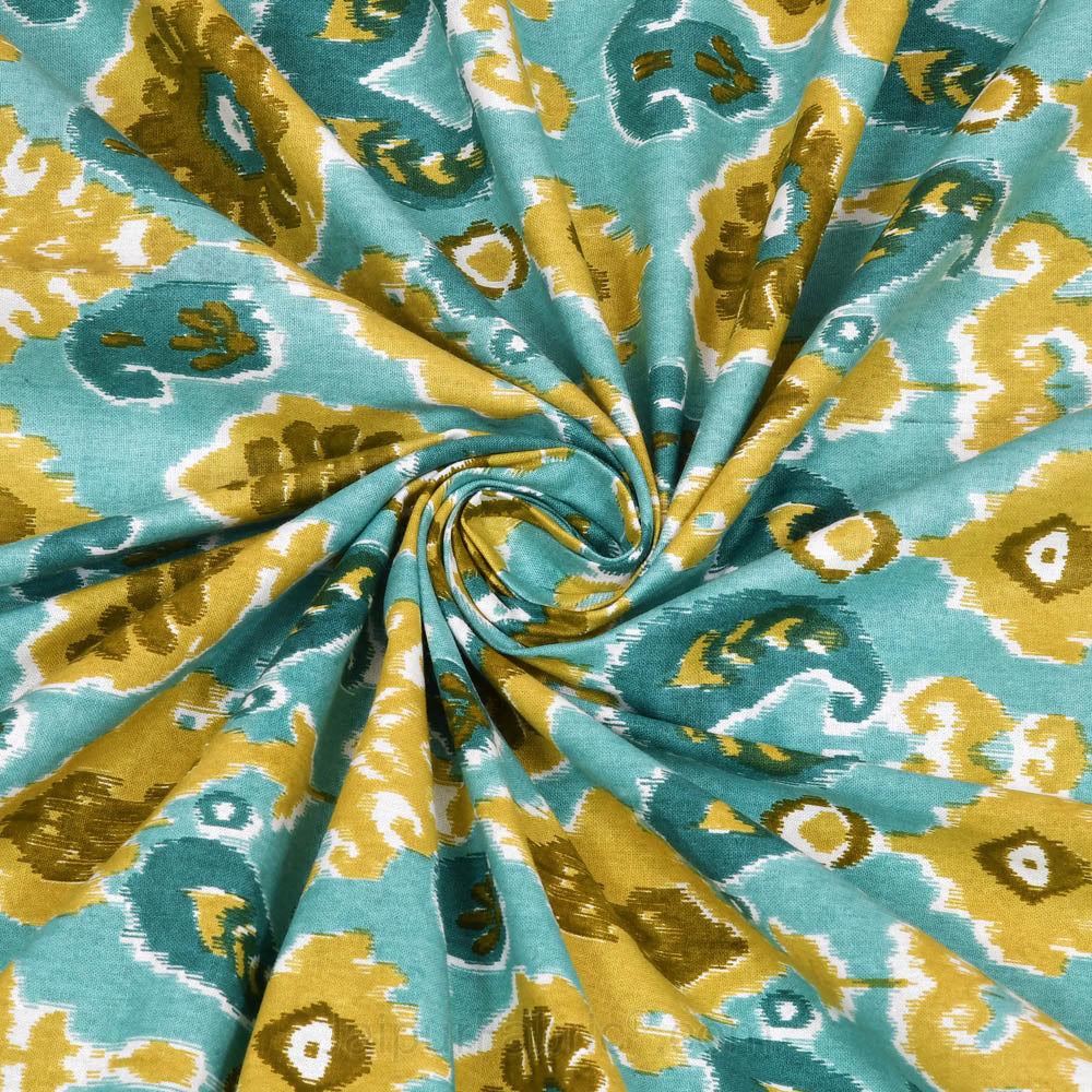 jaipurfabric® lush green ikat super king size premium cotton bed sheet
