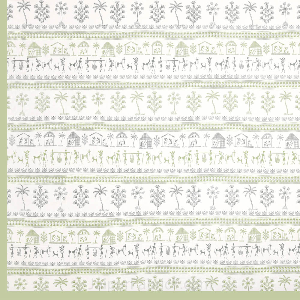 jaipurfabric® urban tribals green super king size premium cotton bed sheet
