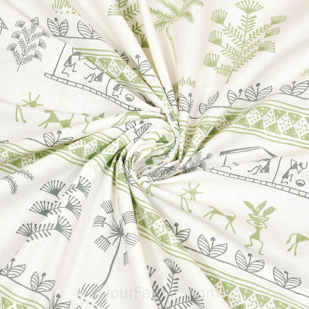 jaipurfabric® urban tribals green super king size premium cotton bed sheet