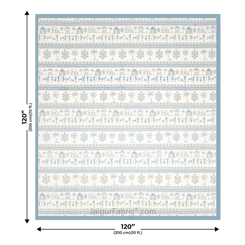 JaipurFabric® urban tribals blue super king size premium cotton bed sheet