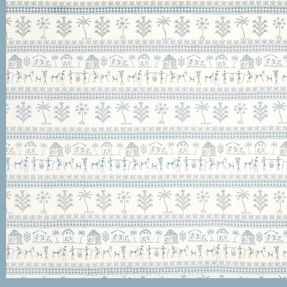 JaipurFabric® urban tribals blue super king size premium cotton bed sheet