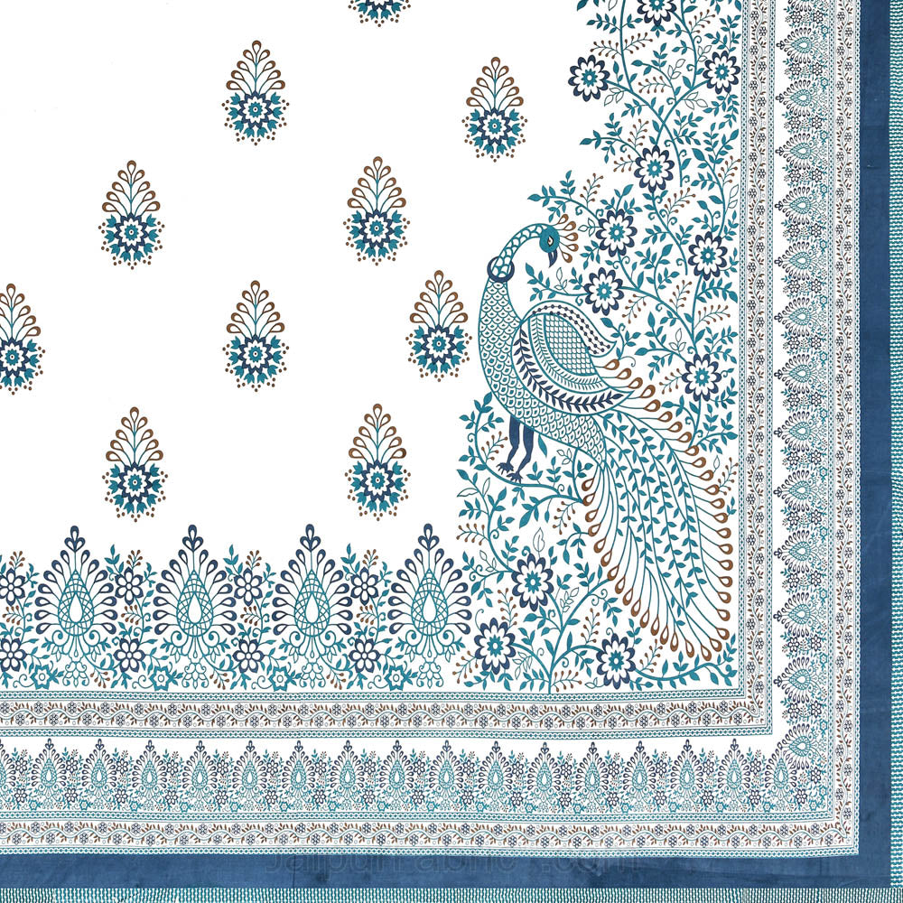 Artistic beauty contrast blue king size premium cotton bed sheet