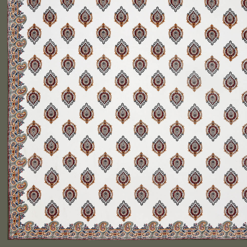JaipurFabric® booti block print greenish king size premium cotton bed sheet