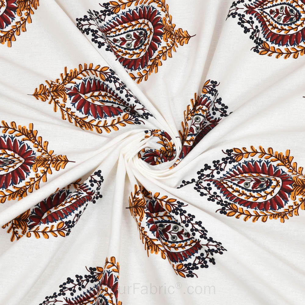 JaipurFabric® booti block print greenish king size premium cotton bed sheet