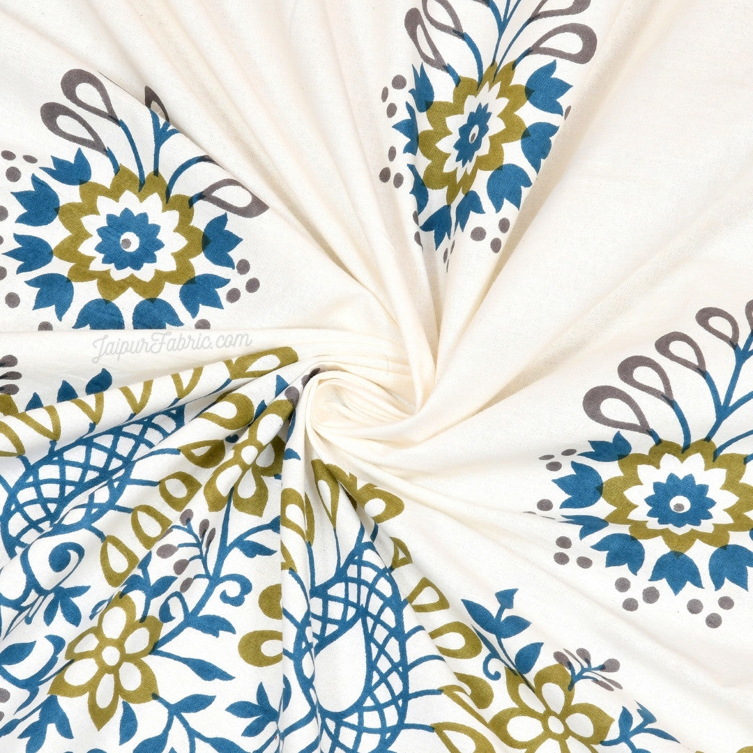 Artistic Beauty Contrast Green King Size Premium Cotton Bed Sheet
