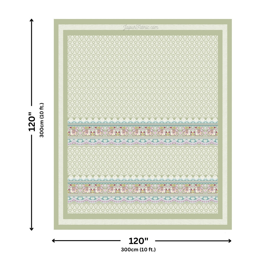 Mint Green Adorable Elephant Print Design Super King Size Bedsheet
