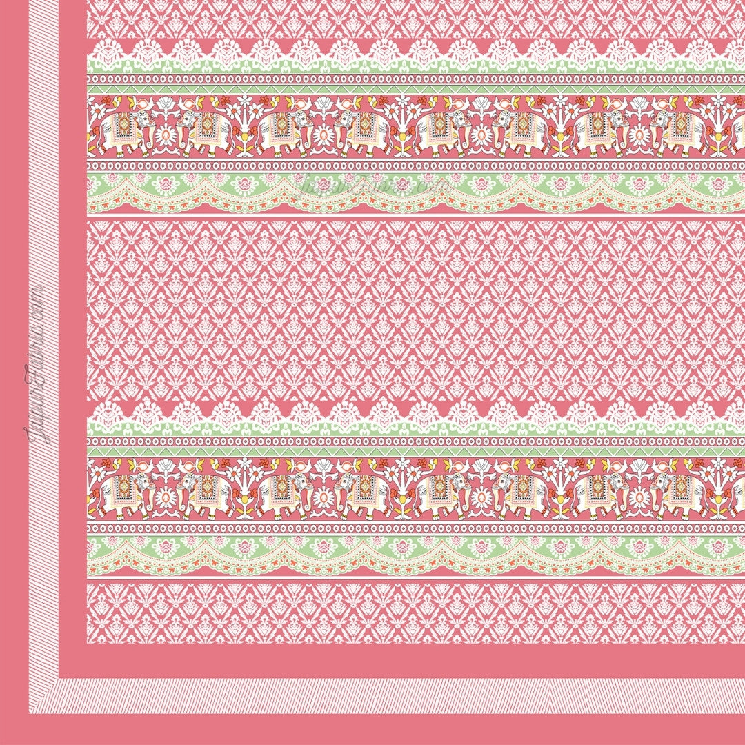 Blush Pink Super King Size Bedsheet with Adorable Elephant Print