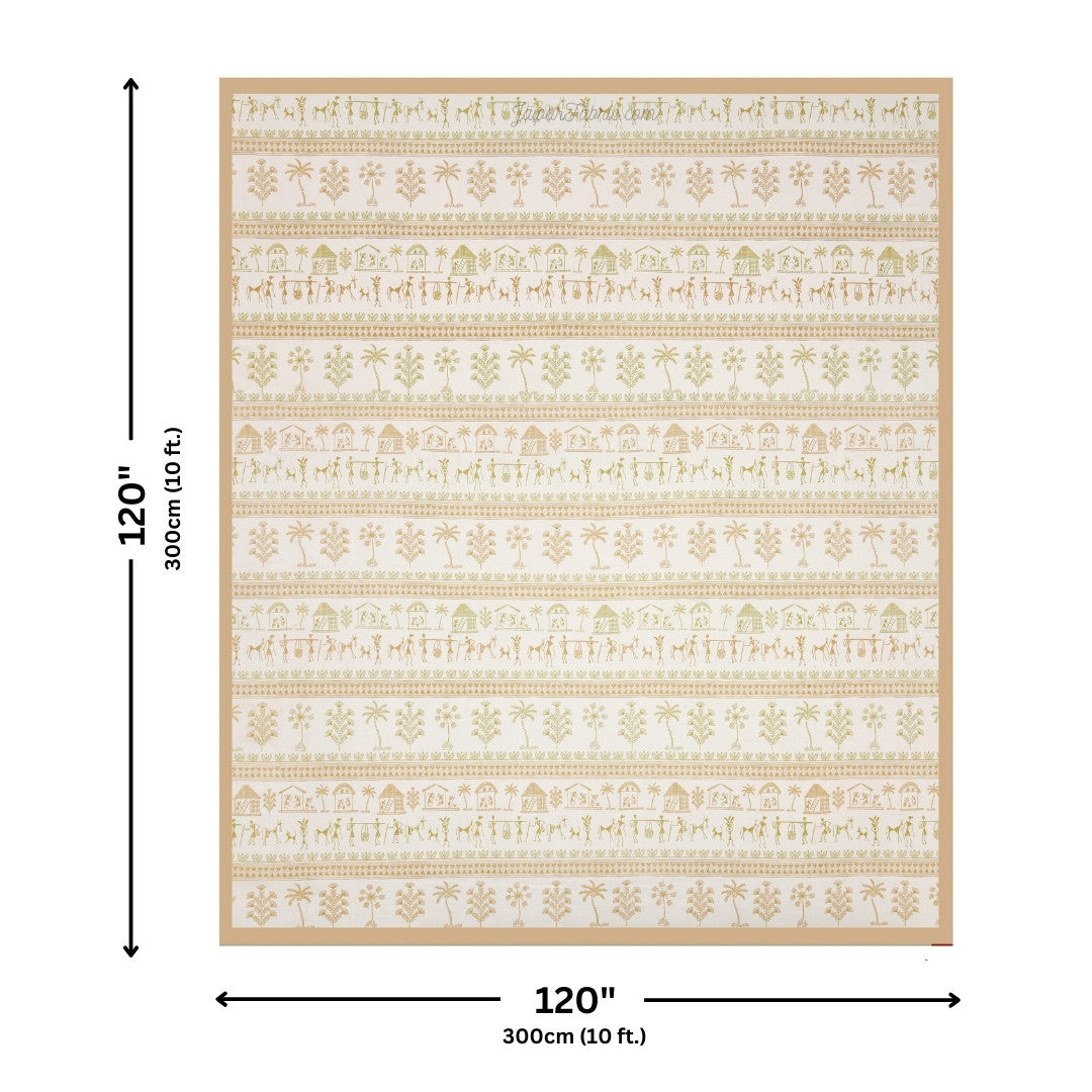 JaipurFabric® Urban Tribals Sand Brown Super King Size Premium Cotton Bed Sheet