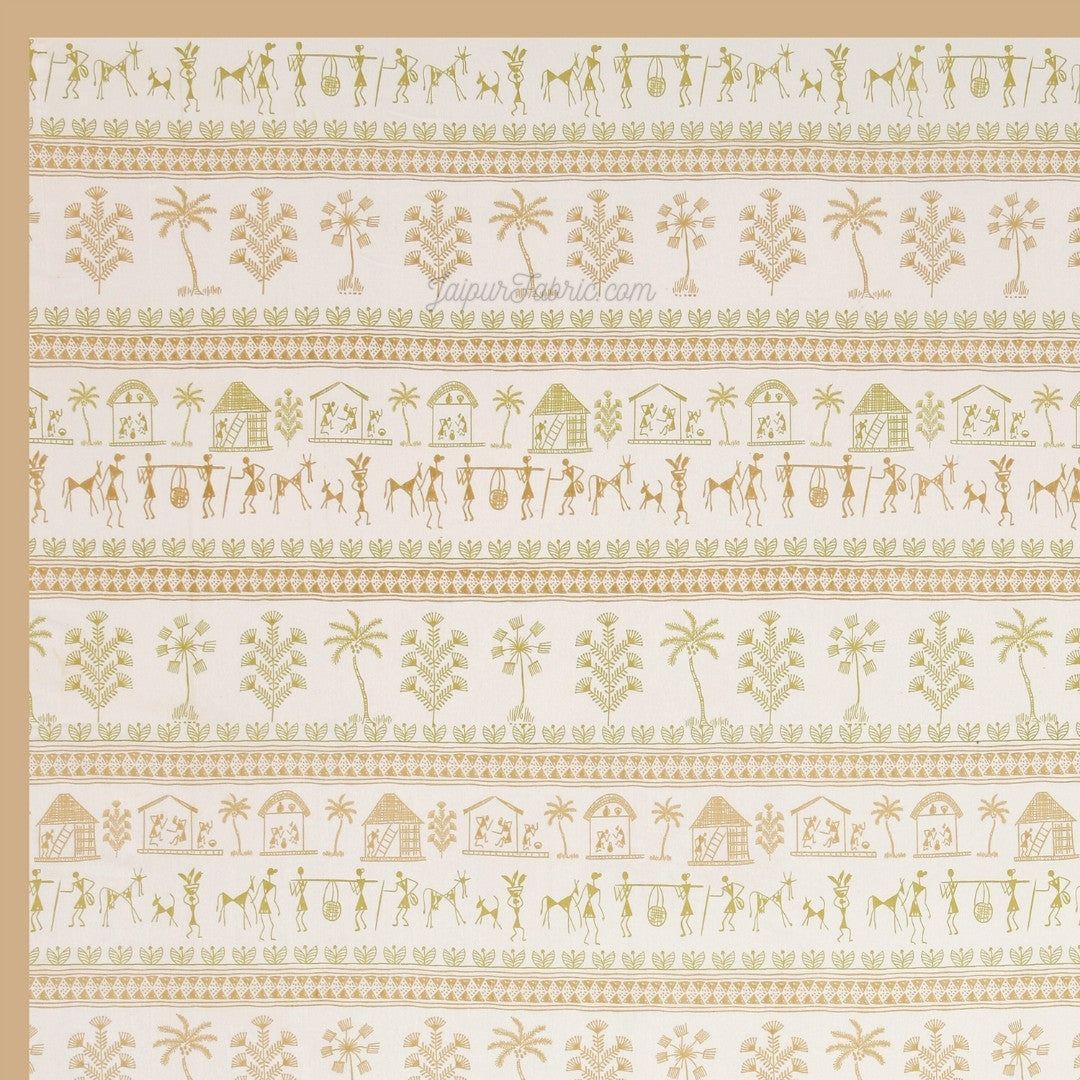 JaipurFabric® Urban Tribals Sand Brown Super King Size Premium Cotton Bed Sheet