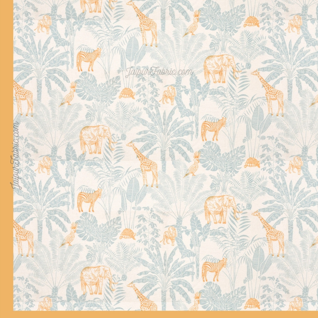 Wildlife Wonders Super King Size Mustard & Teal Bedsheet with Animal Prints