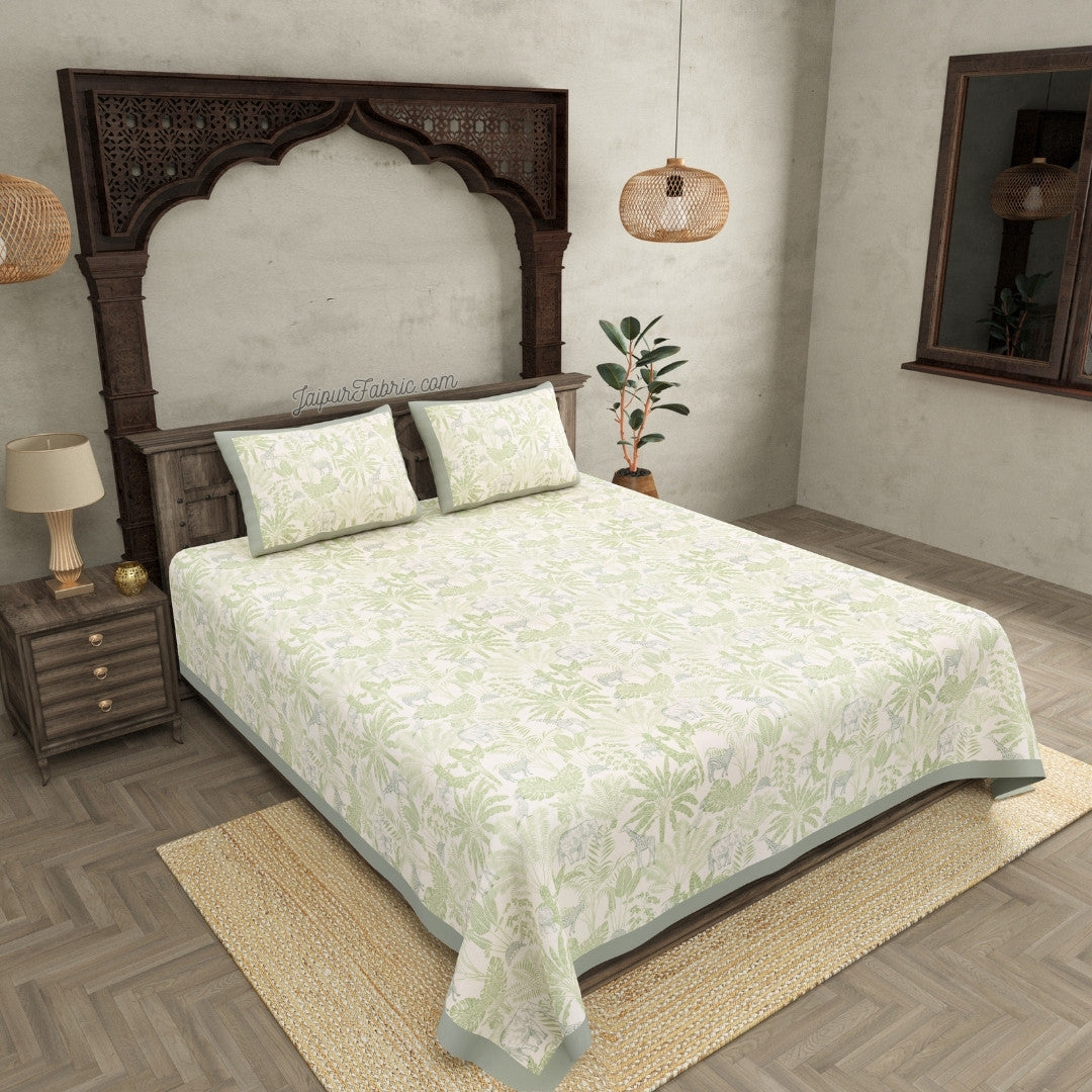 Safari Adventure Super King Size Bedsheet with Grey Border and Animal Prints