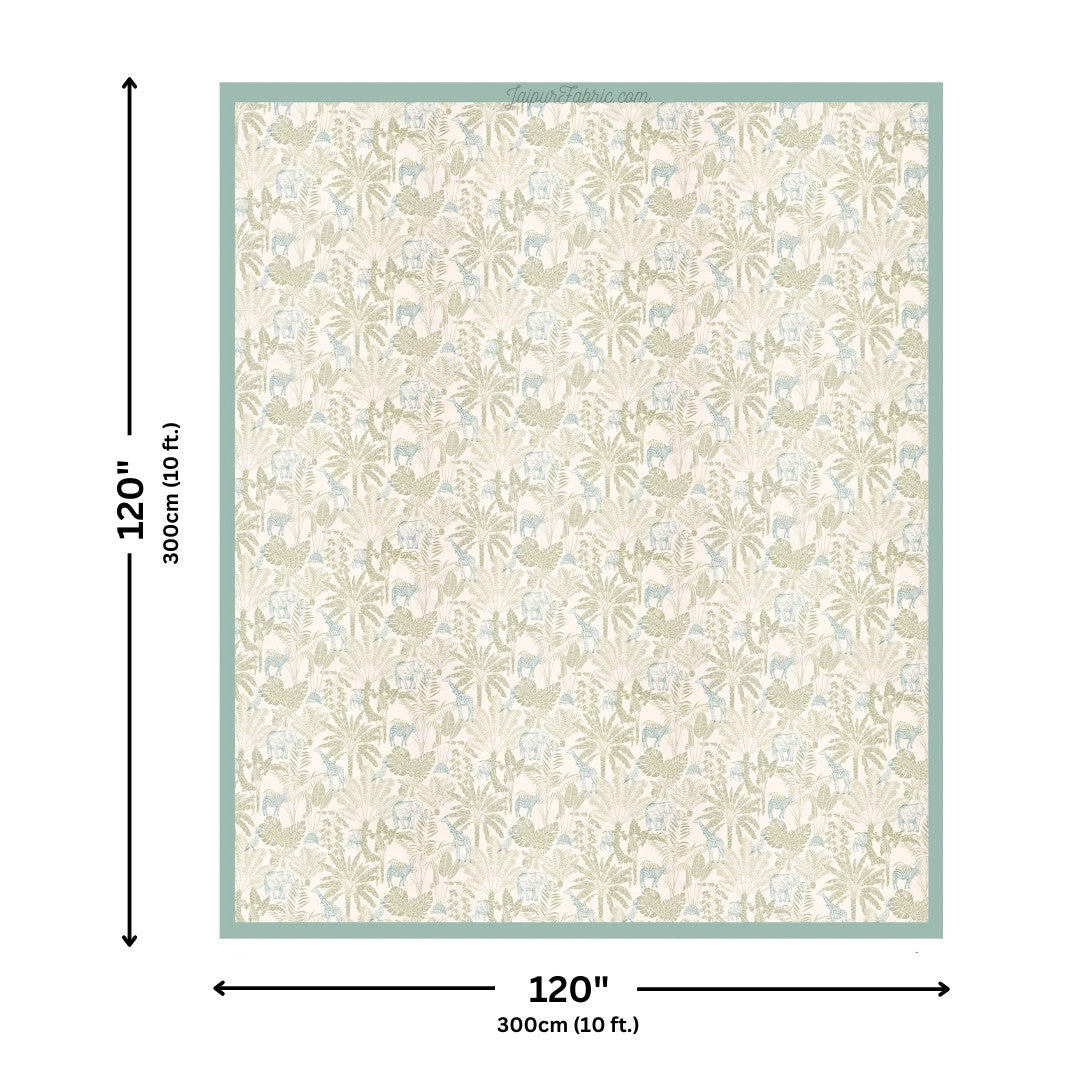Exotic Wildlife Print Super King Size Bedsheet in Green Tones