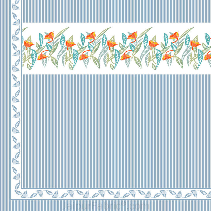 Blue Eco Friendly Pure Cotton Fitted BedSheet