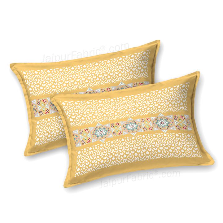 Yellow Ethnic Pure Cotton Fitted BedSheet