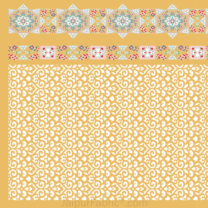 Yellow Ethnic Pure Cotton Fitted BedSheet