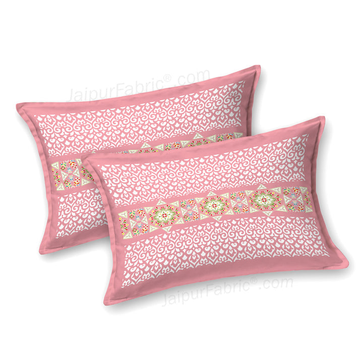 Pink Ethnic Pure Cotton Fitted BedSheet
