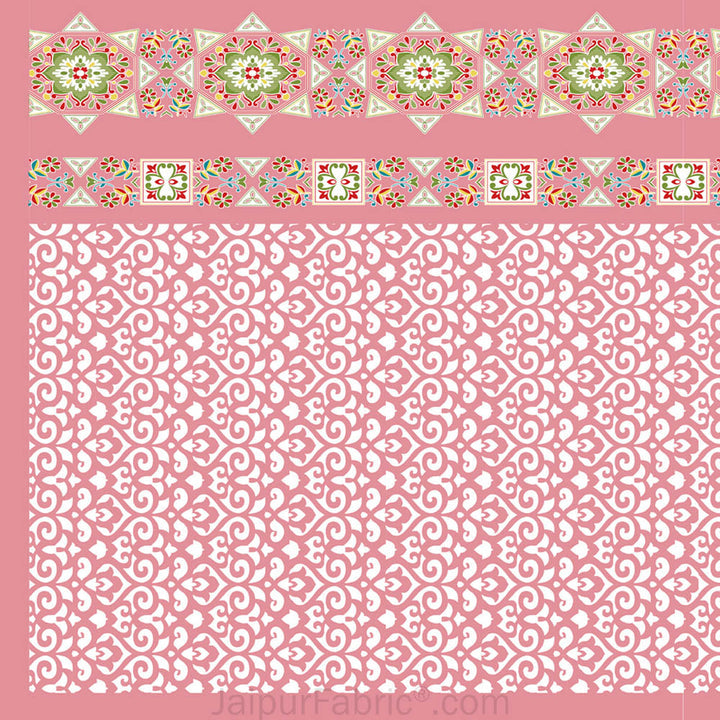 Pink Ethnic Pure Cotton Fitted BedSheet