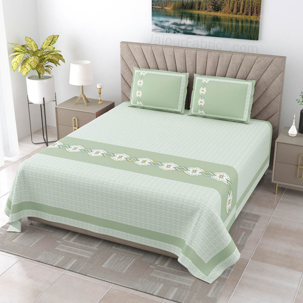 Light Green Oasis Pure Cotton King Size Double BedSheet