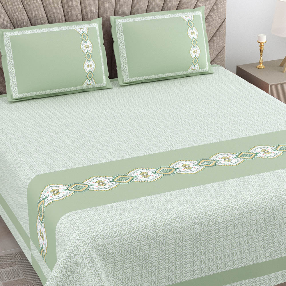 Light Green Oasis Pure Cotton King Size Double BedSheet