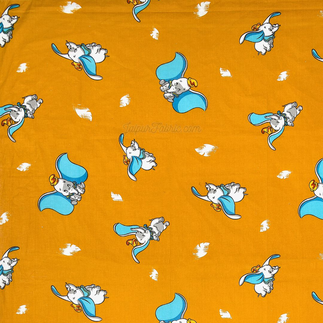 Magical Dreams Orange Turquoise Pure Cotton Little Elephant Kids Bedsheet