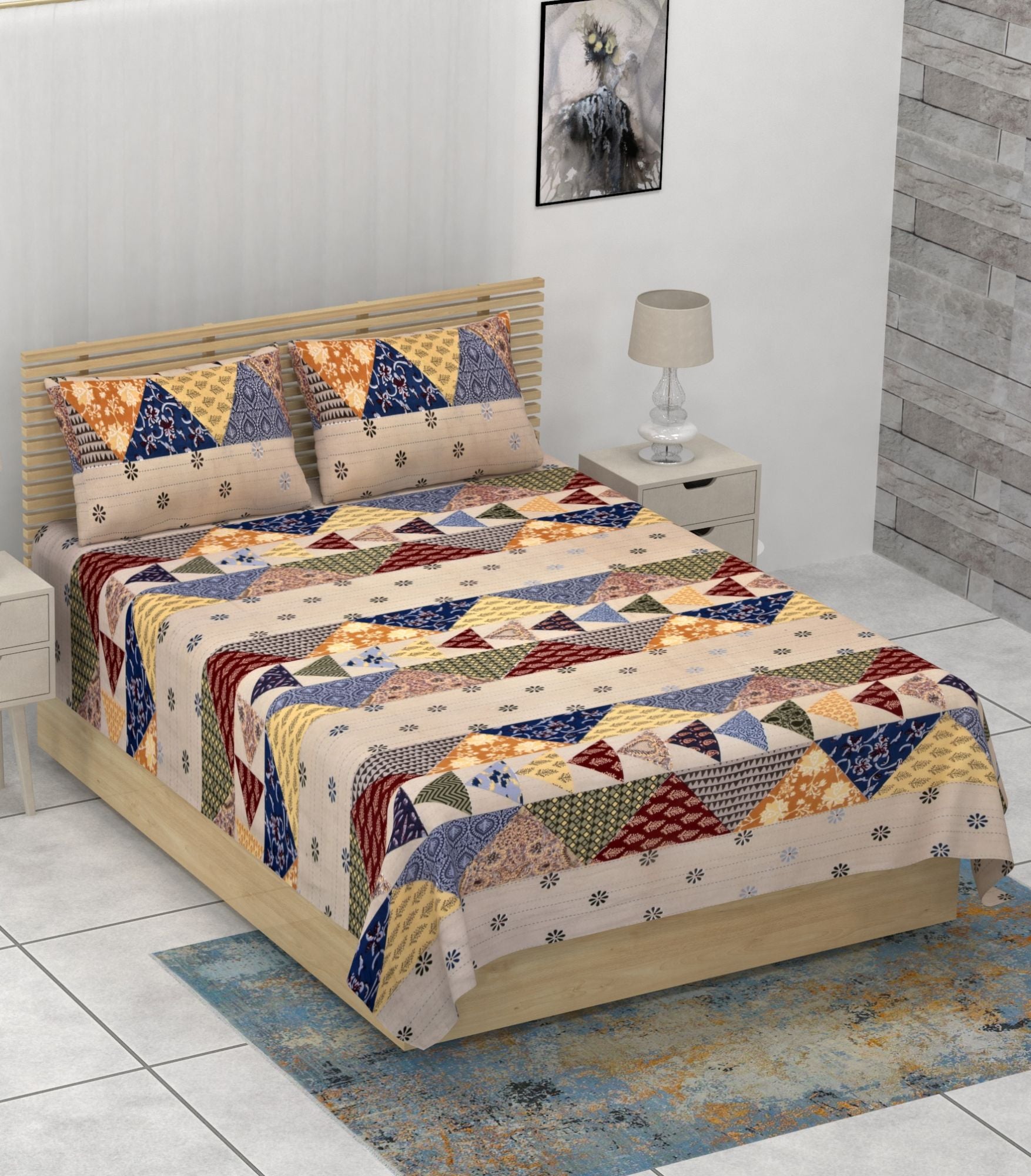 Barmeri Pastel Delight – Twill Cotton Single Bedsheet with Two Pillow Covers