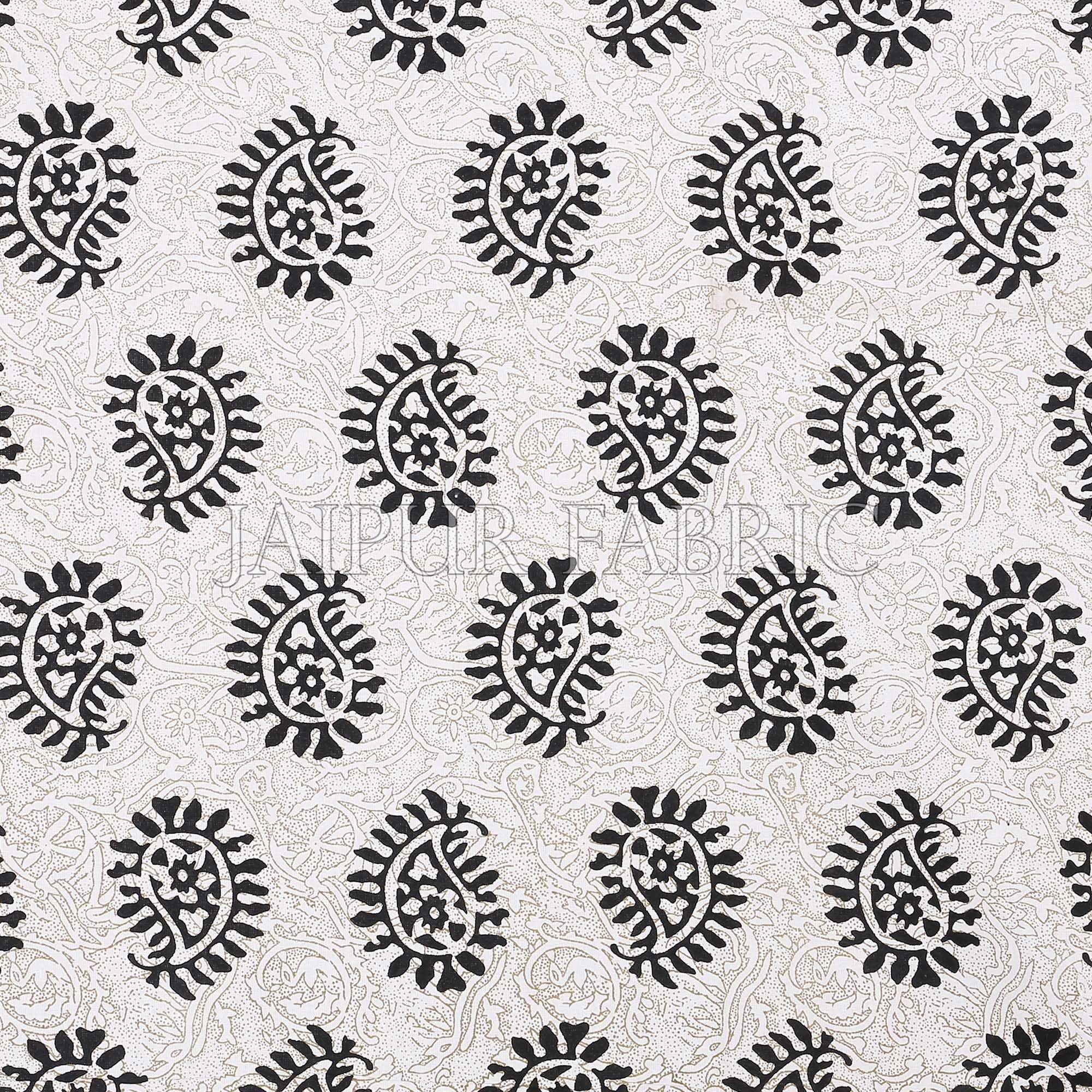 Black Border Cream Base Kerry Pattern Hand Block Print Super Fine Cotton Bed Sheet