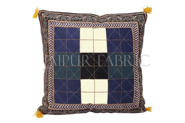 Black border Checkered Design Cotton Cushion Cover