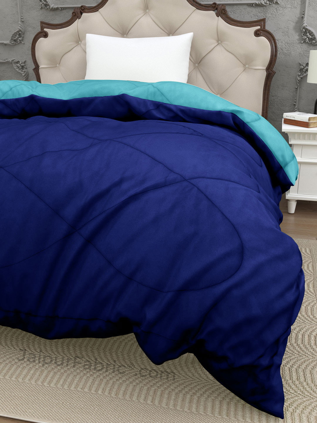 Navy Blue- Aqua Green Single Bed Comforter