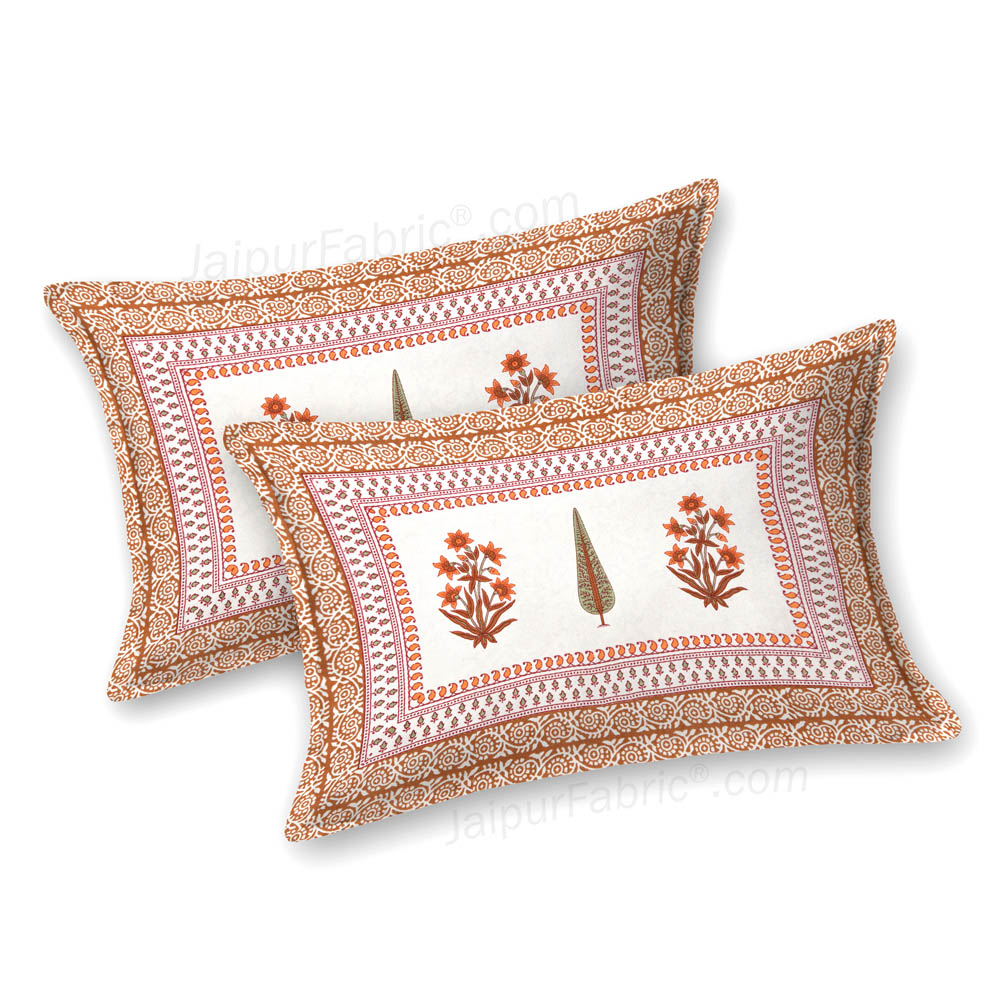 Serene Symmetry PeachBlock Print Pure Cotton Double Bedsheet