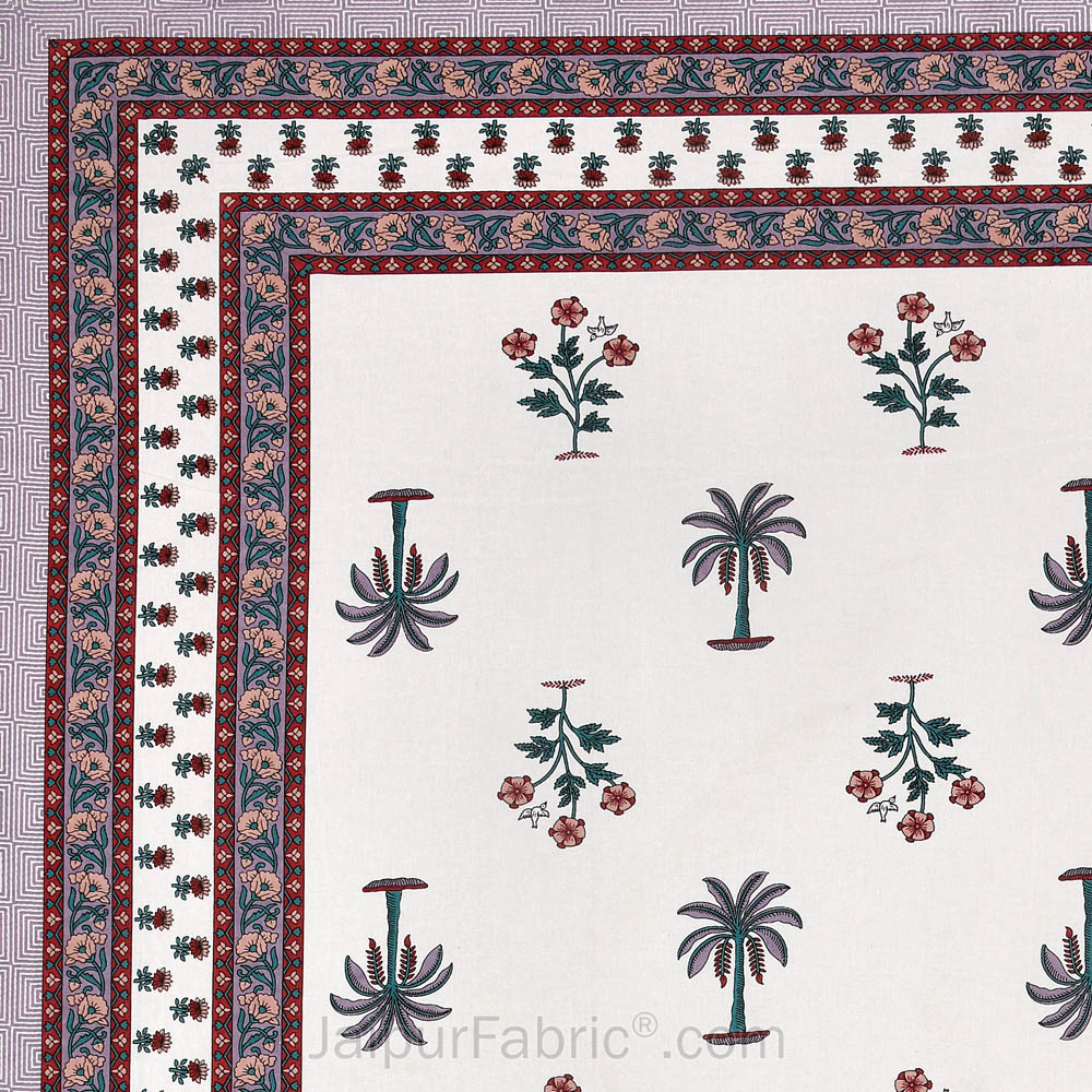 Cultural Mosaic Magenta Block Print Pure Cotton Double Bedsheet