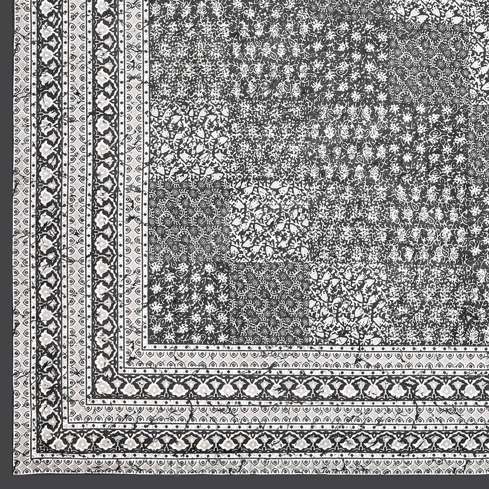 Gray Cubicals Dabu Print Jaipuri Double Bedsheet