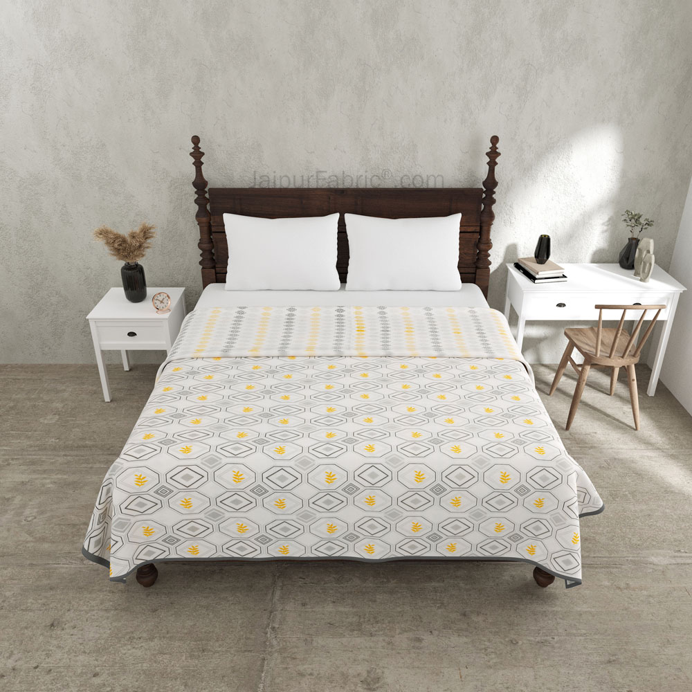 Artistic Maze Mustard GreyDouble Bed Dohar Blanket