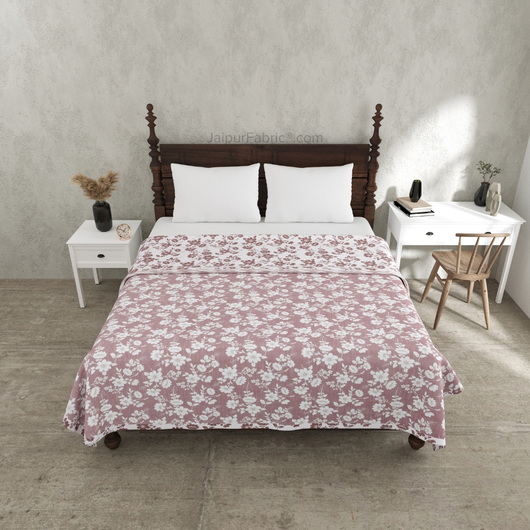 Summer Revival Pink Cotton Reversible Double Bed Dohar