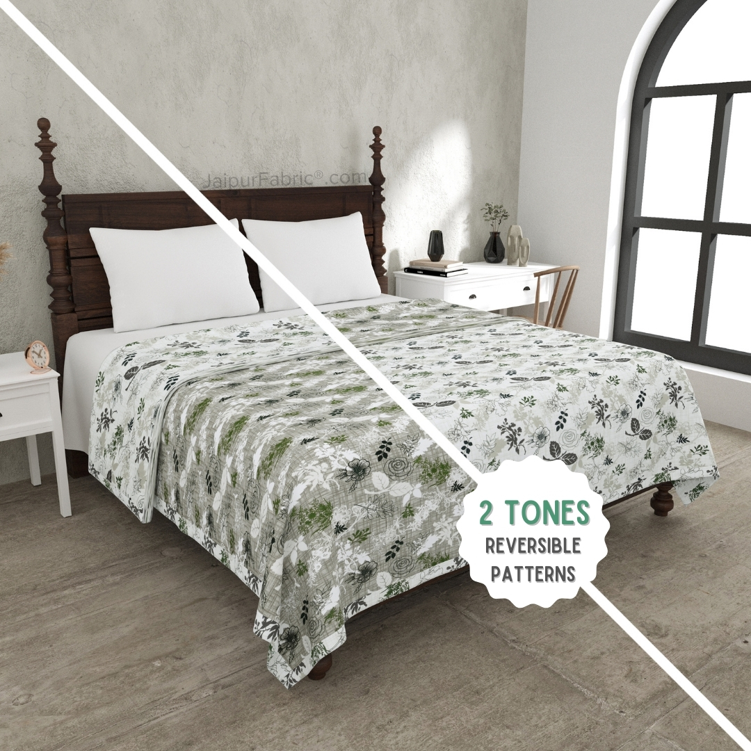 Finest Picks Grey Cotton Reversible Double Bed Dohar