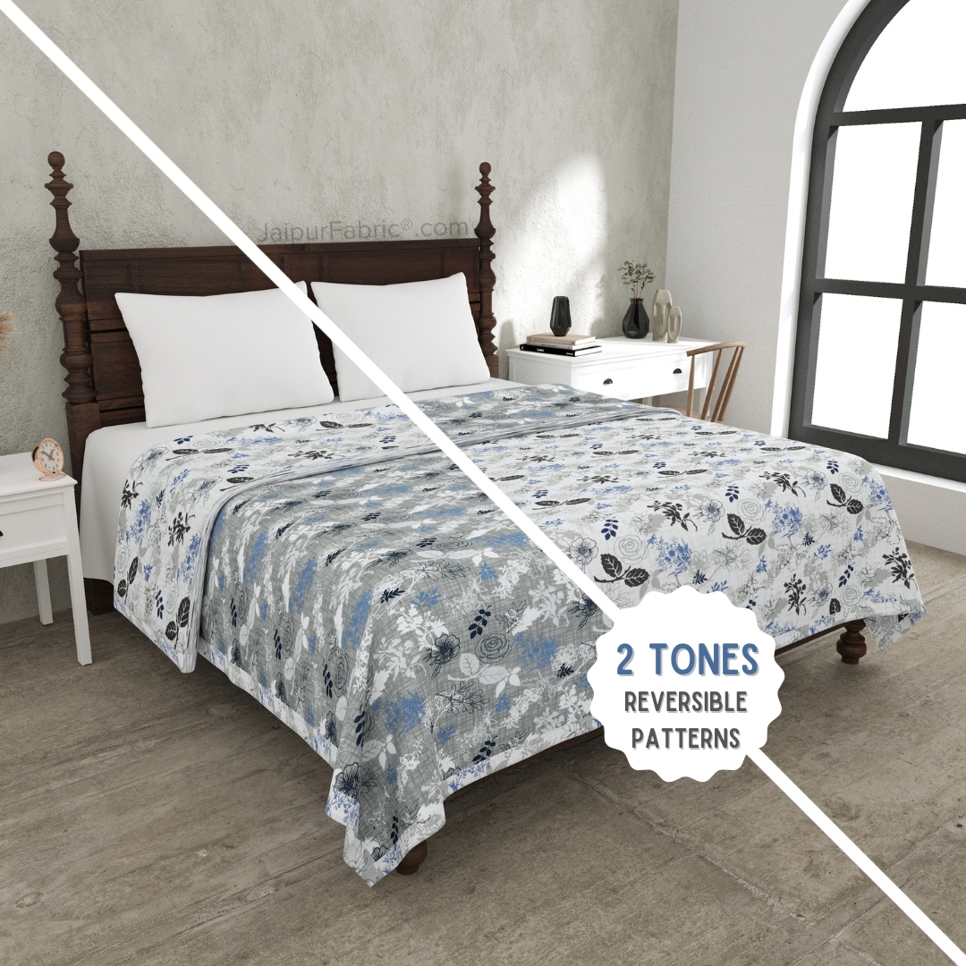 Finest Picks Blue Cotton Reversible Double Bed Dohar