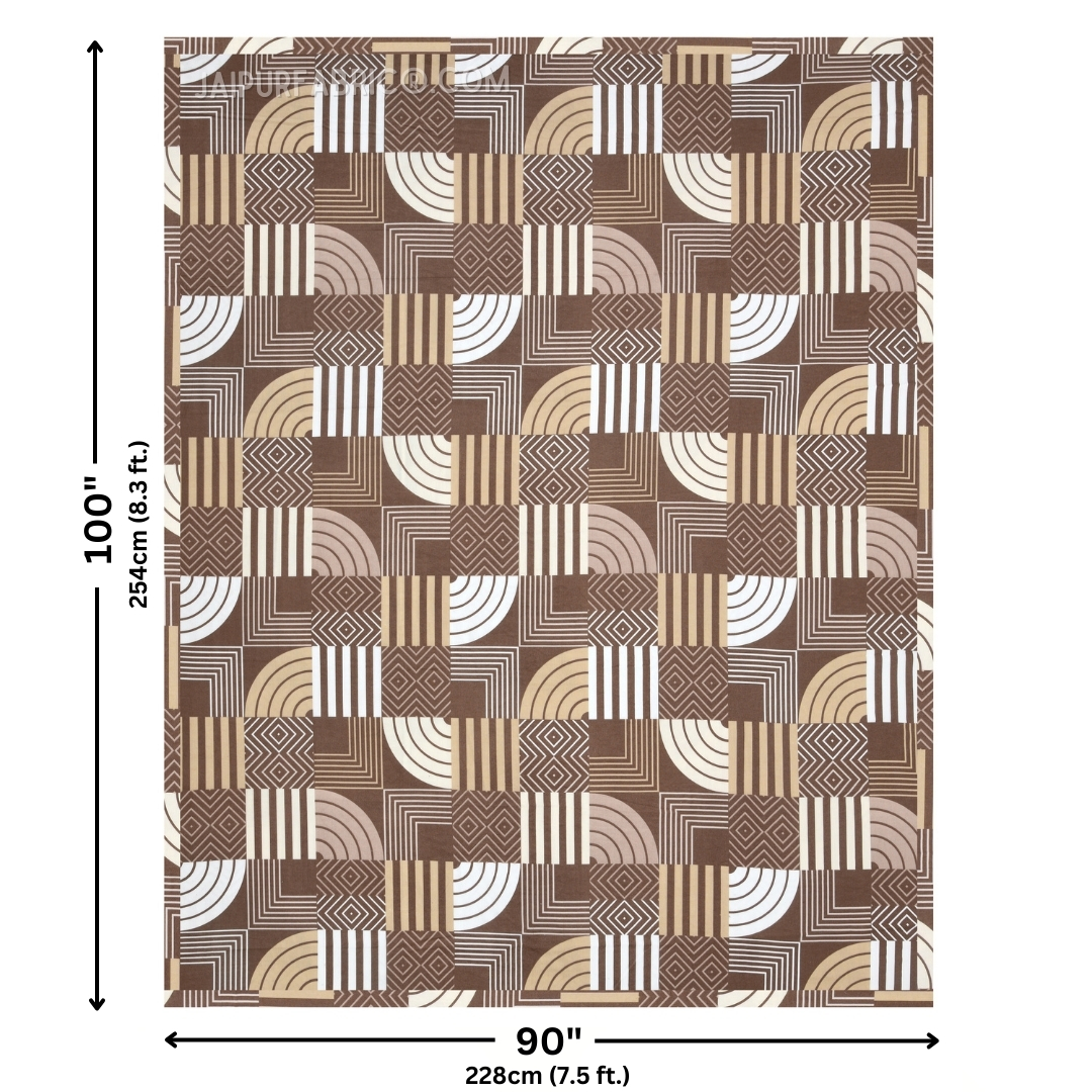 Geometric Maze Brown Cotton Reversible Double Bed Dohar