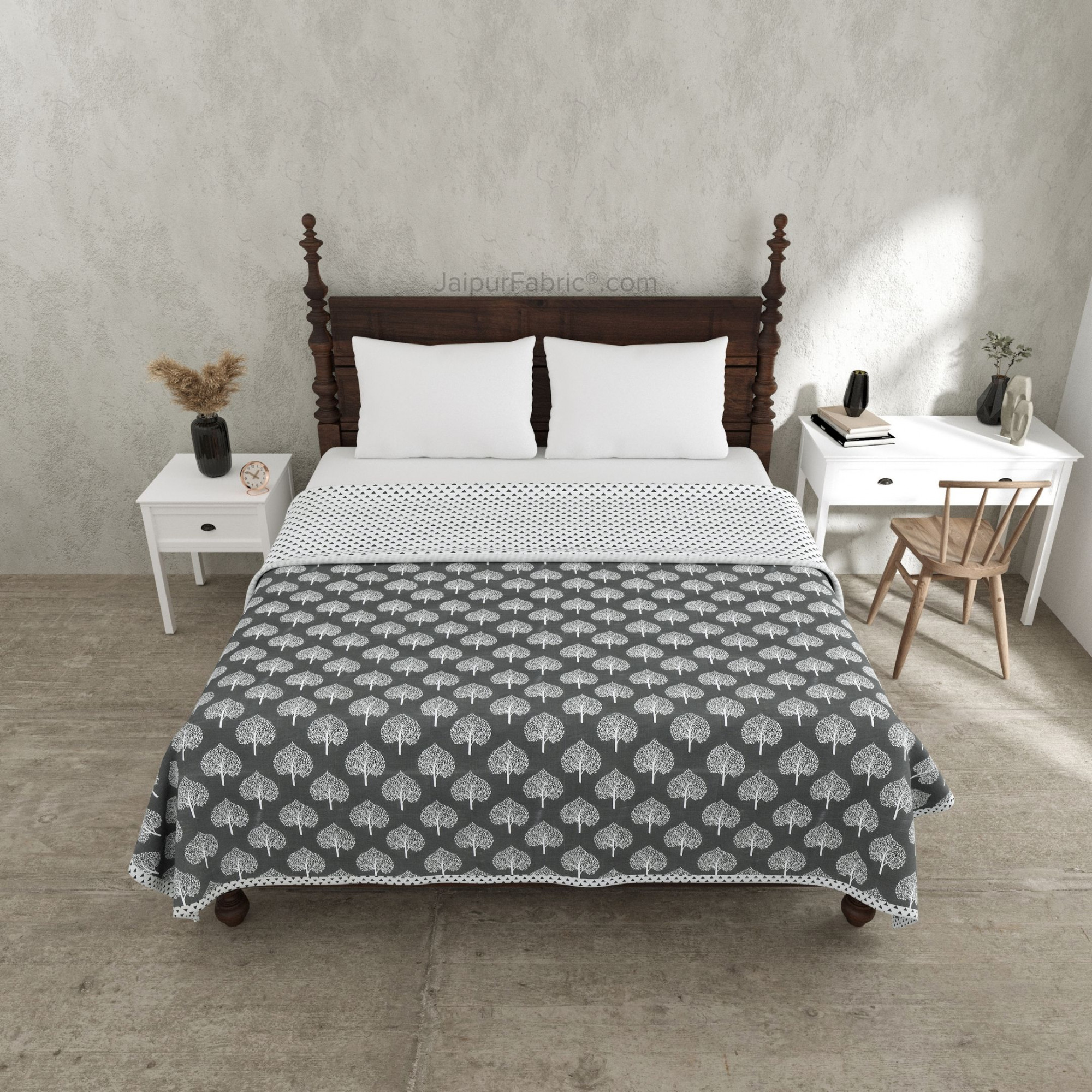 Grey Mist Dreamer Cotton Reversible Double Bed Dohar