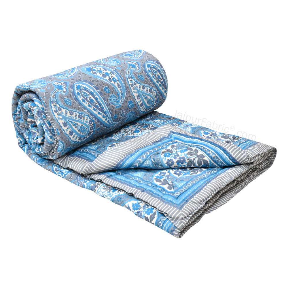 Paisley Blue Premium Cotton Bed in a Bag Set of 4