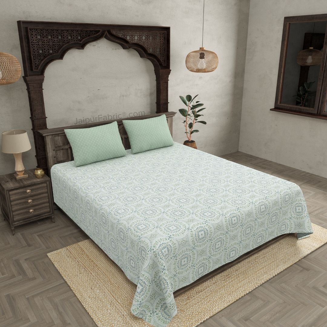 The Icon Green Cotton King Size Bedsheet