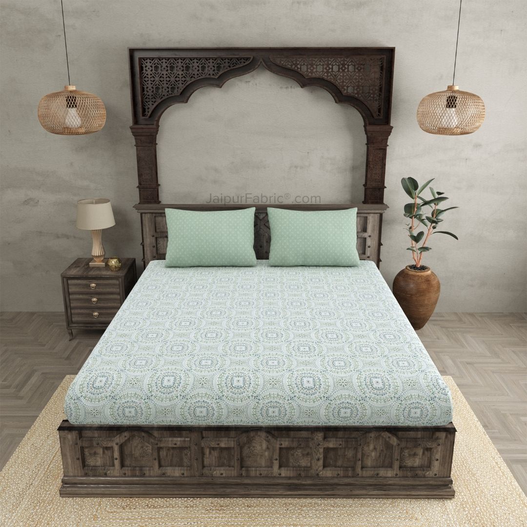 The Icon Green Cotton King Size Bedsheet