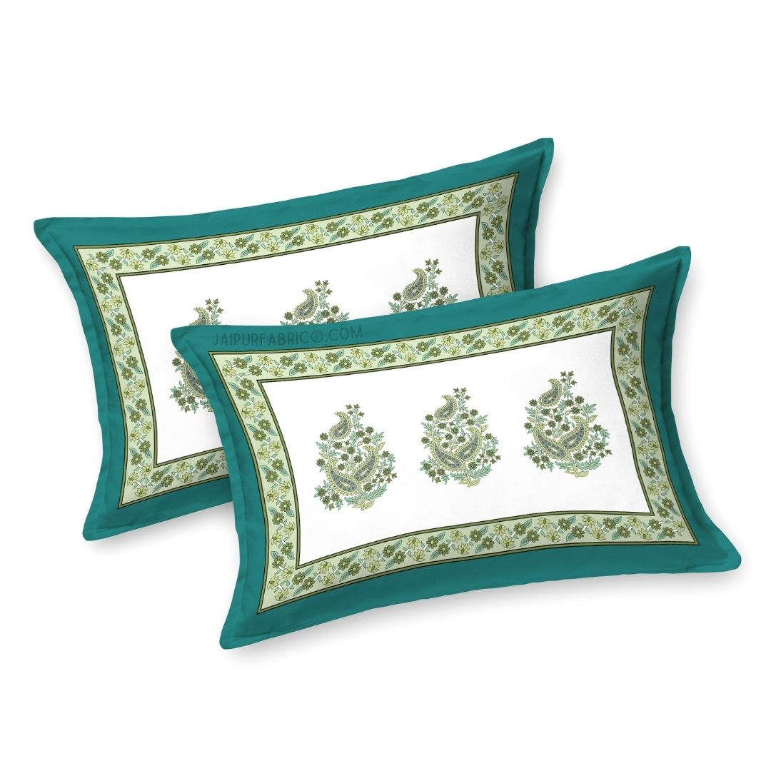 Ethnic Glow Green Cotton King Size Bedsheet
