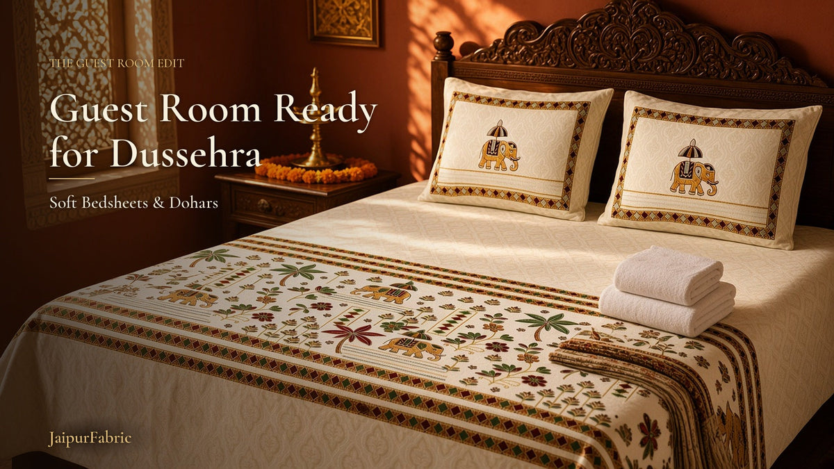 Guest Room Ready for Dussehra: Soft Bedsheets & Dohars