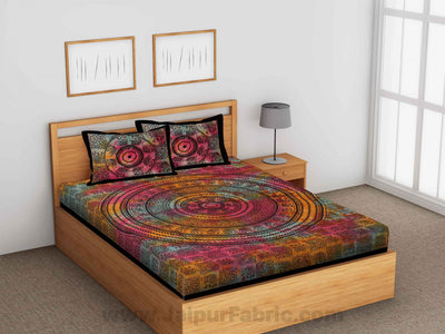 Tie Dye Mandala Print  Bed Sheet with 2 Pillow Covers cum Tapestry