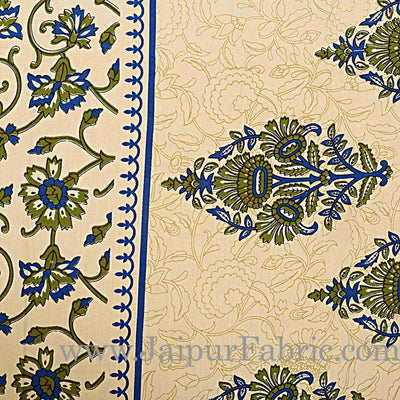 Green  Border Tropical keri Design Cotton Double Bed Sheet