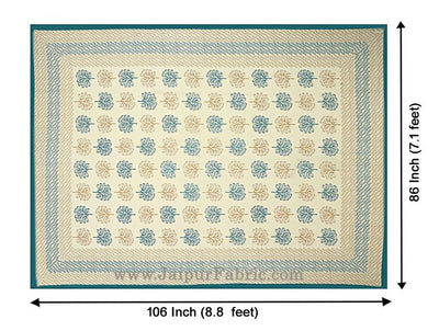 Sea Green Trees Double Bedsheet With 2 Pillow covers