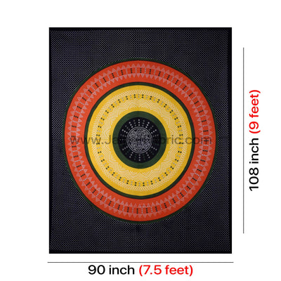 Double Bedsheet Black Red  With Round Shape Bandhej Print
