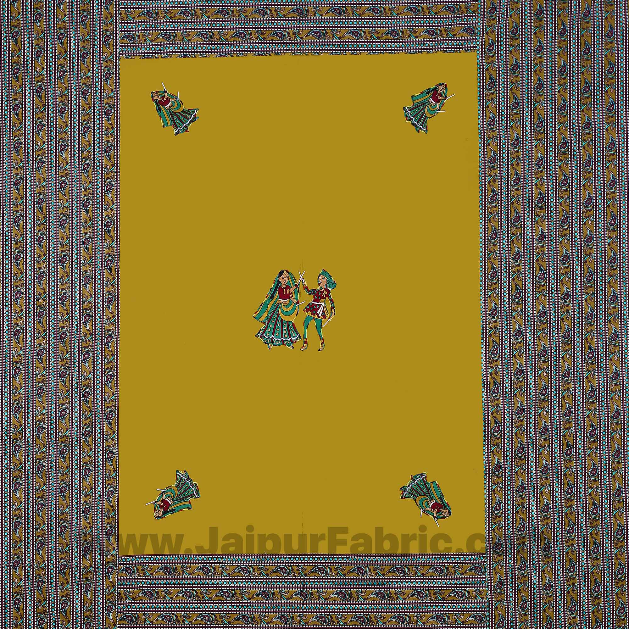 Applique Mehandi Green Dandiya Jaipuri  Hand Made Embroidery Patch Work Double Bedsheet