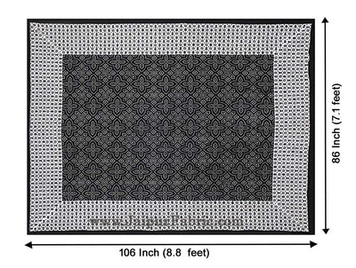 Black  Border White Base Bandhej Pattern Screen Print Cotton Double Bed Sheet