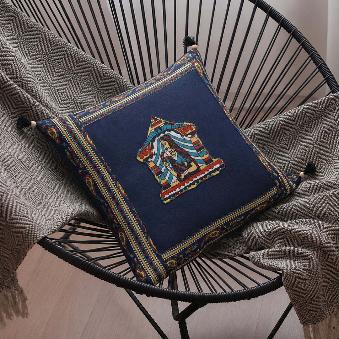 Blue Doli Design Patchwork & Applique Cushion Cover